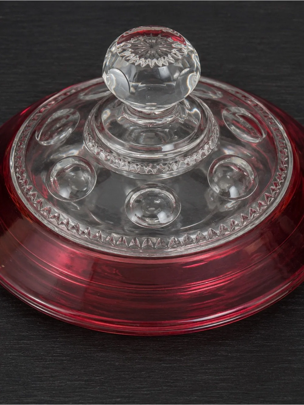 Indiana Glass Ruby Cranberry Overlay Covered Compote Candy Dish